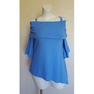 Soft Surroundings  Blue Gauze Off Shoulder Top XS